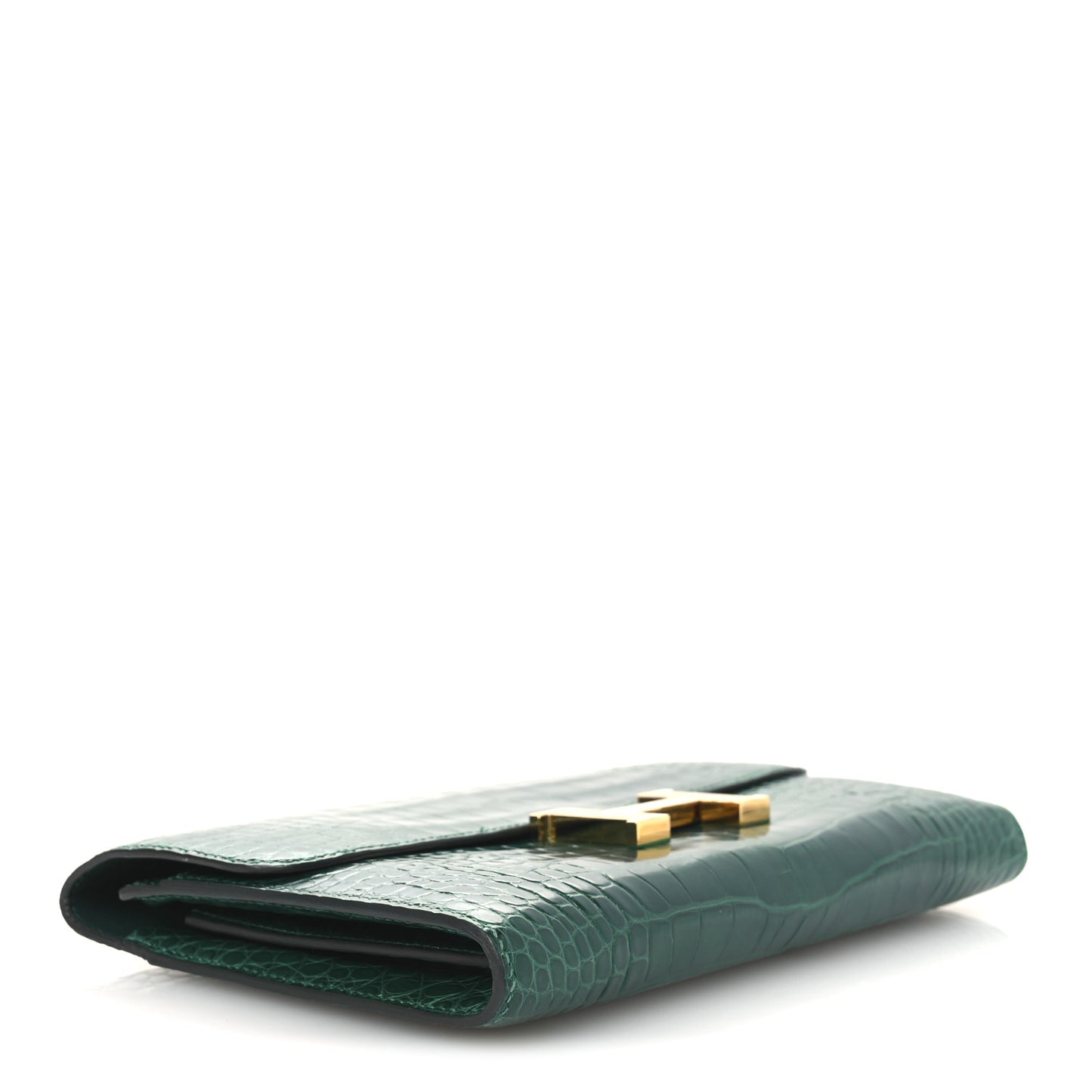 Shiny Alligator Constance Long Wallet Vert Emeraude