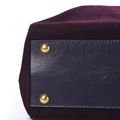 Fendi Denim Vitello Zucca Medium Peekaboo Iconic Satchel Vinaccia Blue Navy 12 of 15