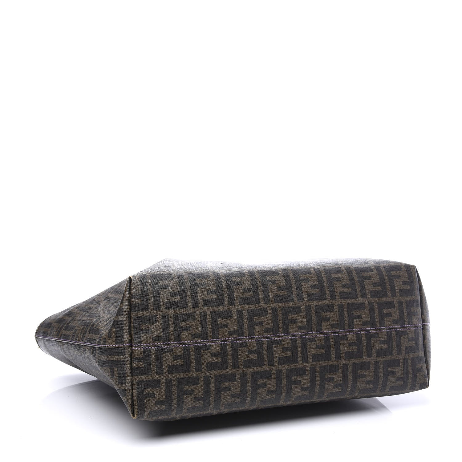 Fendi Zucca Spalmati Vitello Elite Medium Roll Tote Tobacco Viola 3 of 13