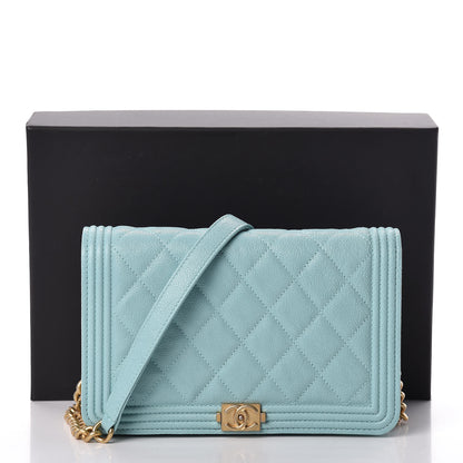 Chanel Caviar Quilted Boy Wallet On Chain WOC Light Blue 15 of 15
