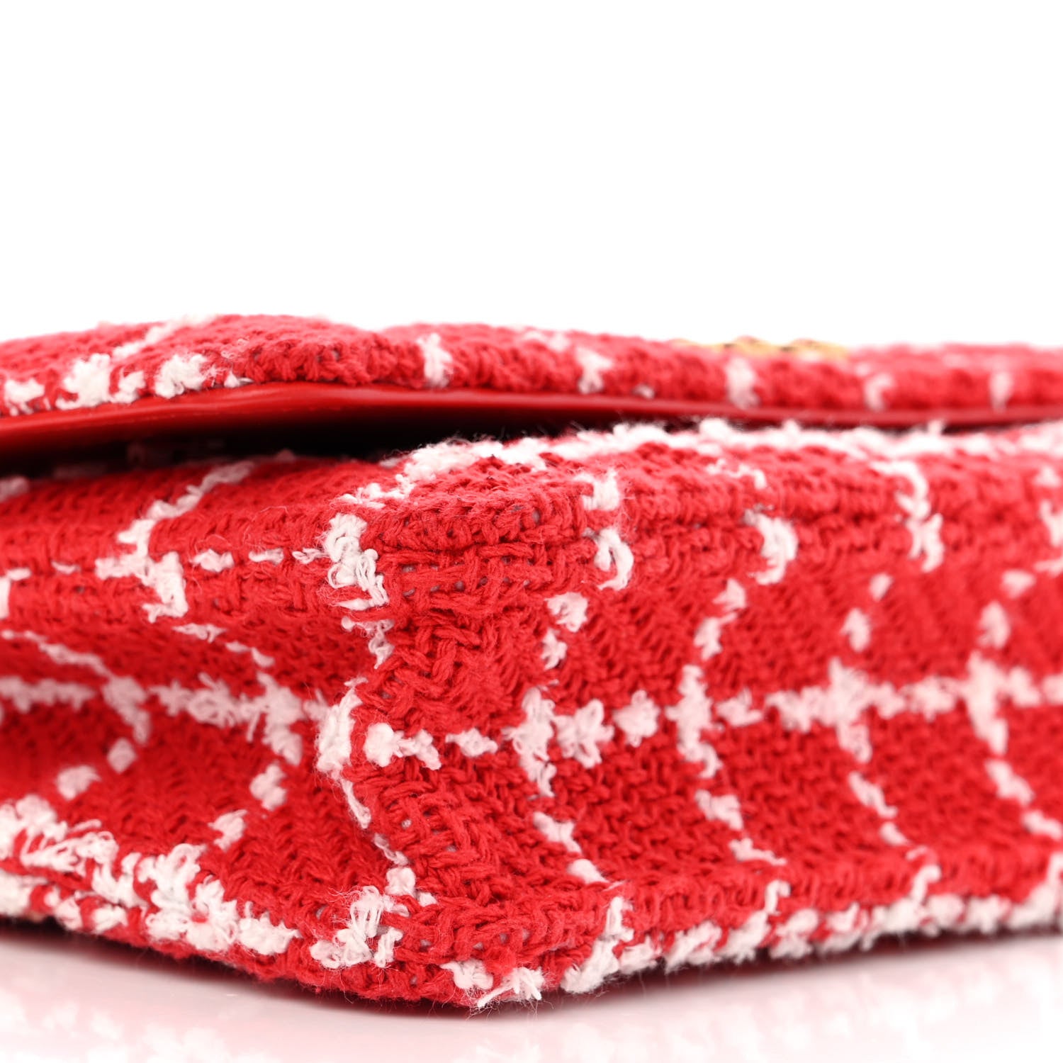 Chanel Tweed Quilted Chanel 19 Wallet On Chain WOC Red White 10 of 14