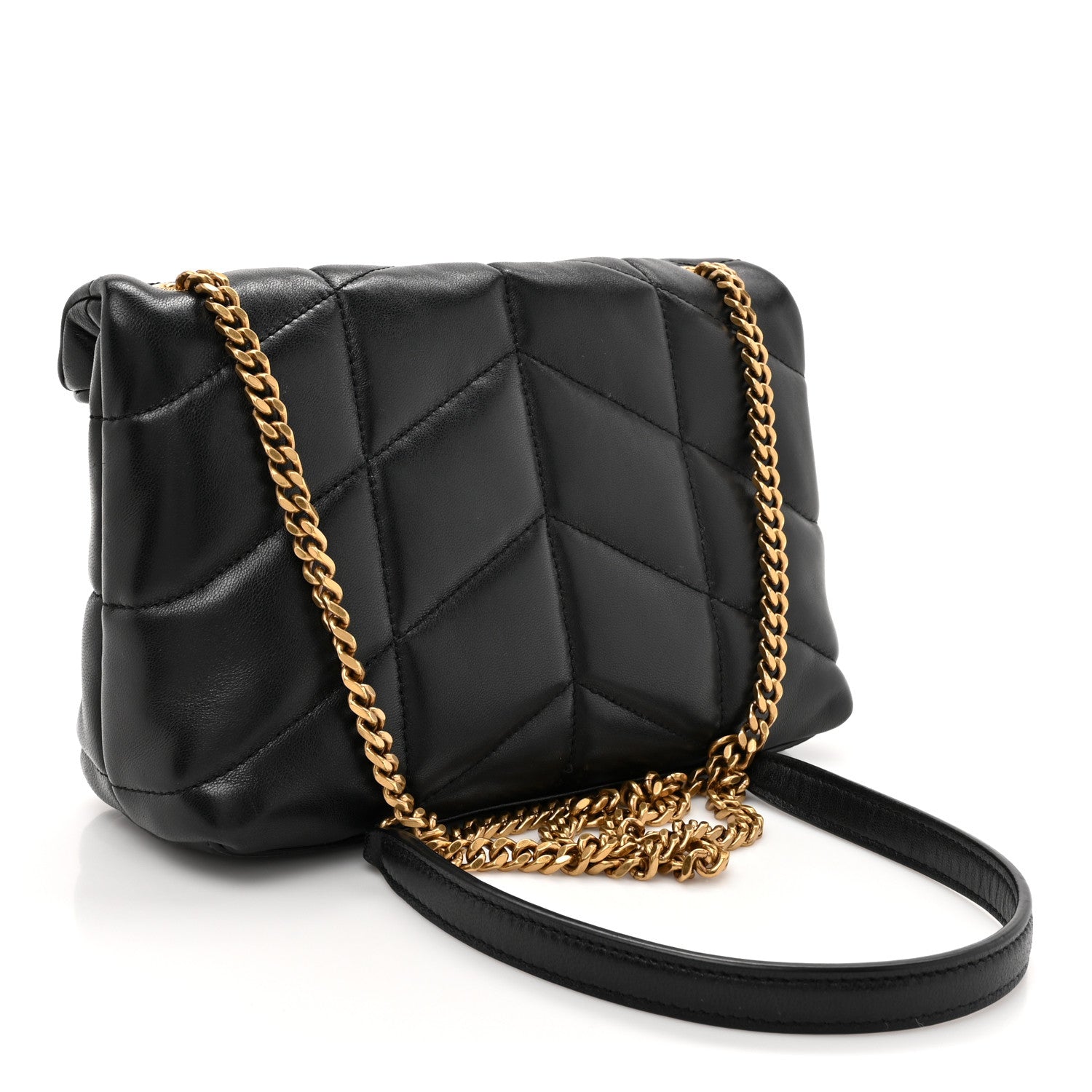 Saint Laurent Lambskin Quilted Toy Loulou Puffer Monogram Chain Satchel Black 3 of 15