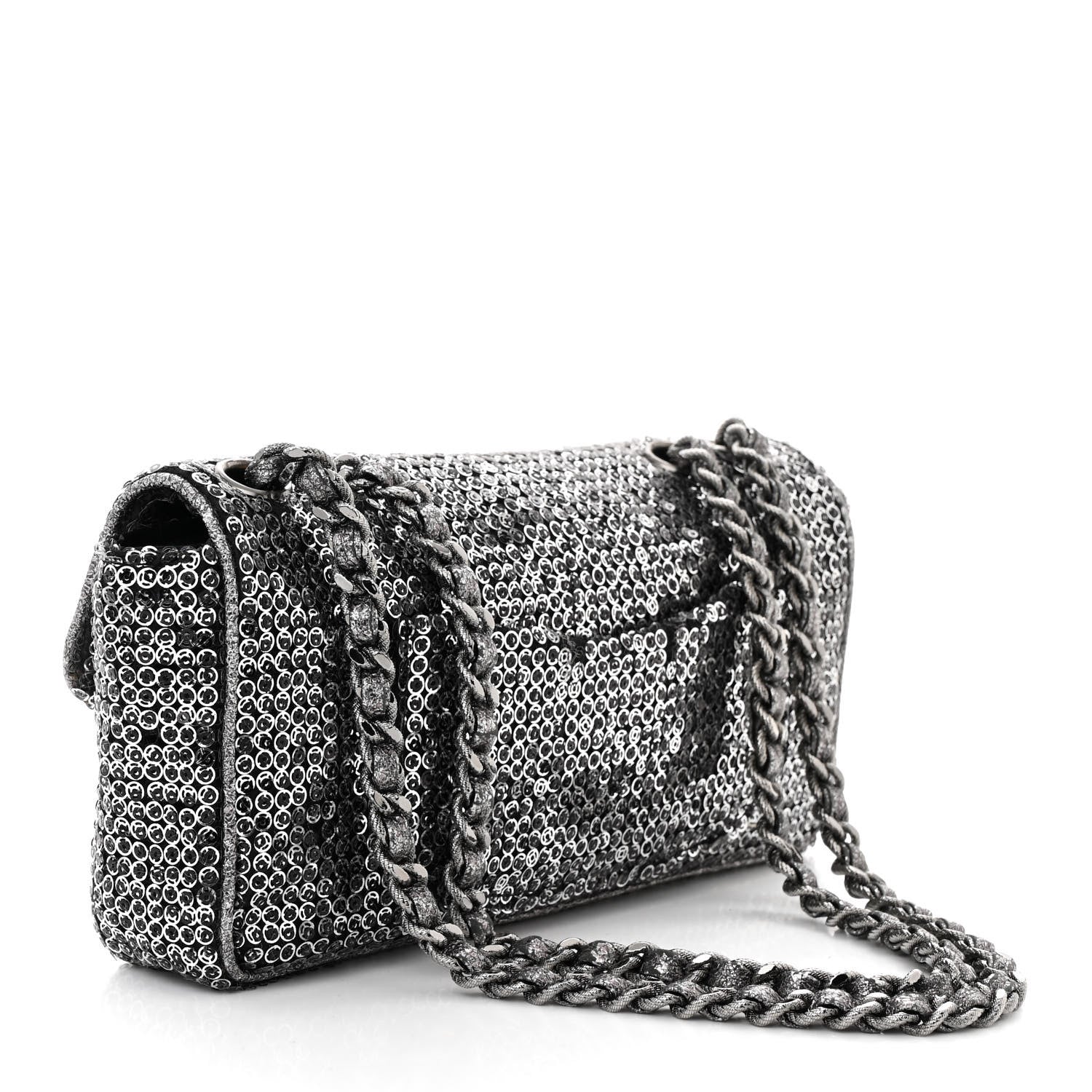 Chanel Sequin East West Flap Dark Silver 3 of 10
