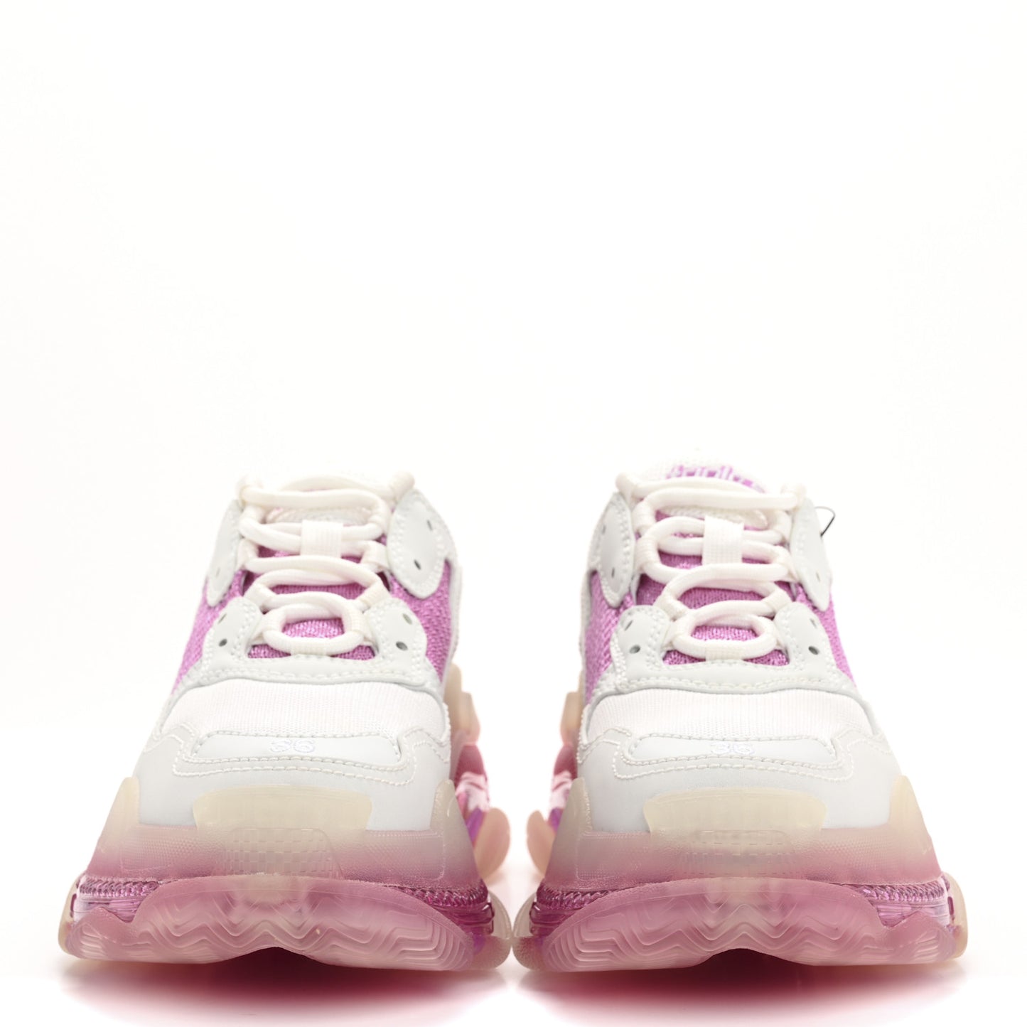 Fabric Mesh Clear Sole Womens Triple S Sneakers 36 White Pink