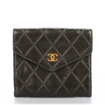 Chanel Calfskin Diamond Stitched Compact Wallet Black 1 of 8