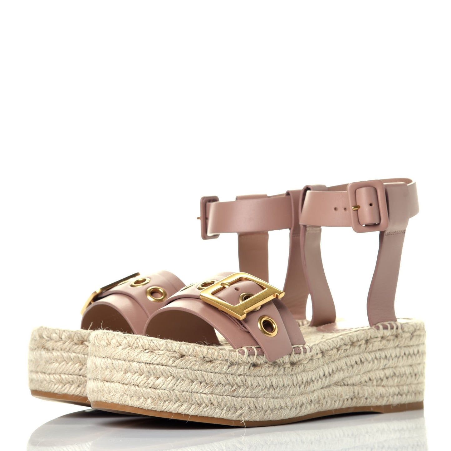 Calfskin D-Dior Espadrille Platform Sandals 40 Rose De Vents
