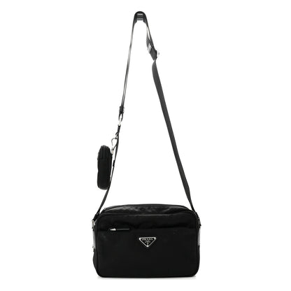 Prada Re-Nylon Vela Saffiano Pocket Double Zip Shoulder Bag Black 1 of 10