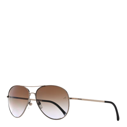 Chanel Aviator CC Sunglasses 4189-T-Q Gold 1 of 10