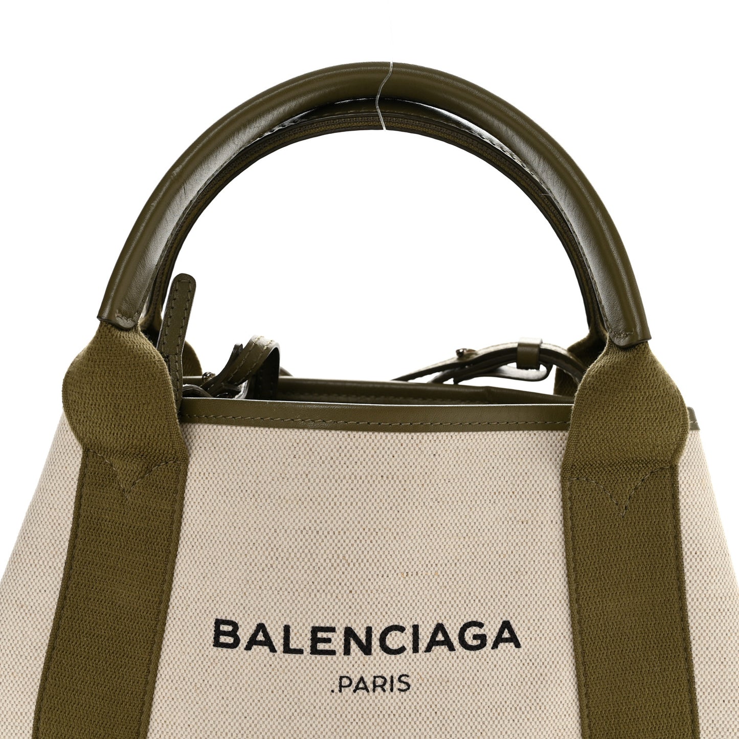 Cotton Canvas Calfskin Navy Cabas XS Natural Green