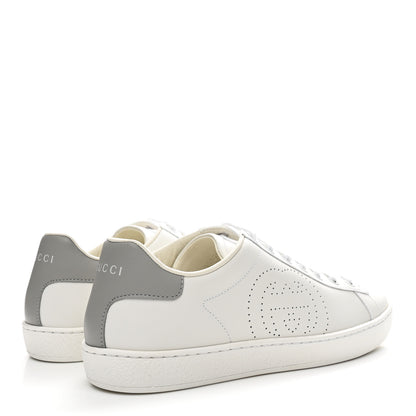 Gucci Calfskin Interlocking G Perforated Womens Ace Sneakers 38.5 White Grey Sky 5 of 11