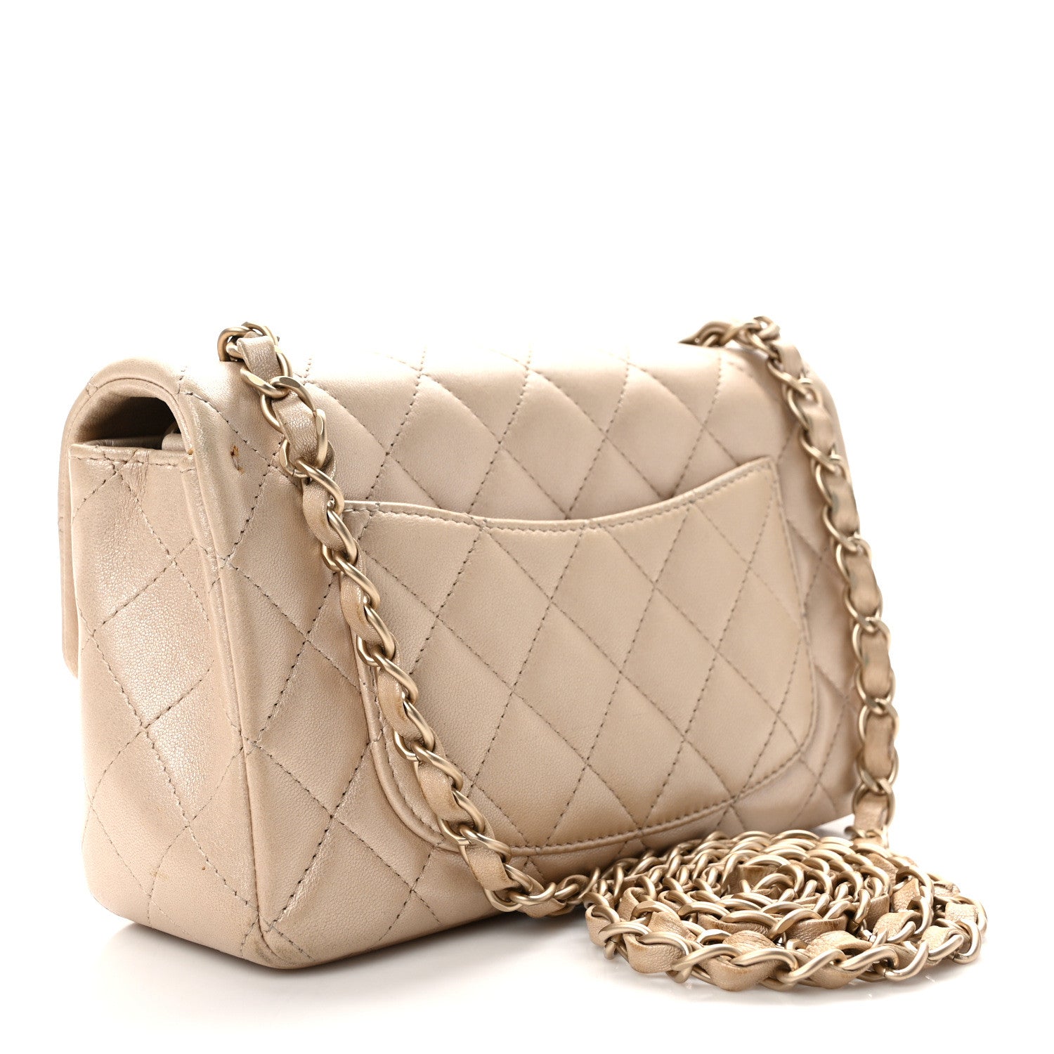 Chanel Iridescent Calfskin Quilted Mini Rectangular Flap Beige 3 of 12