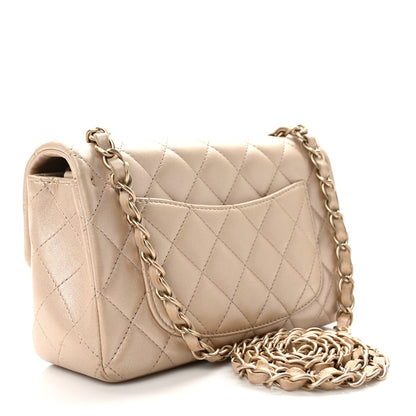 Chanel Iridescent Calfskin Quilted Mini Rectangular Flap Beige 3 of 12