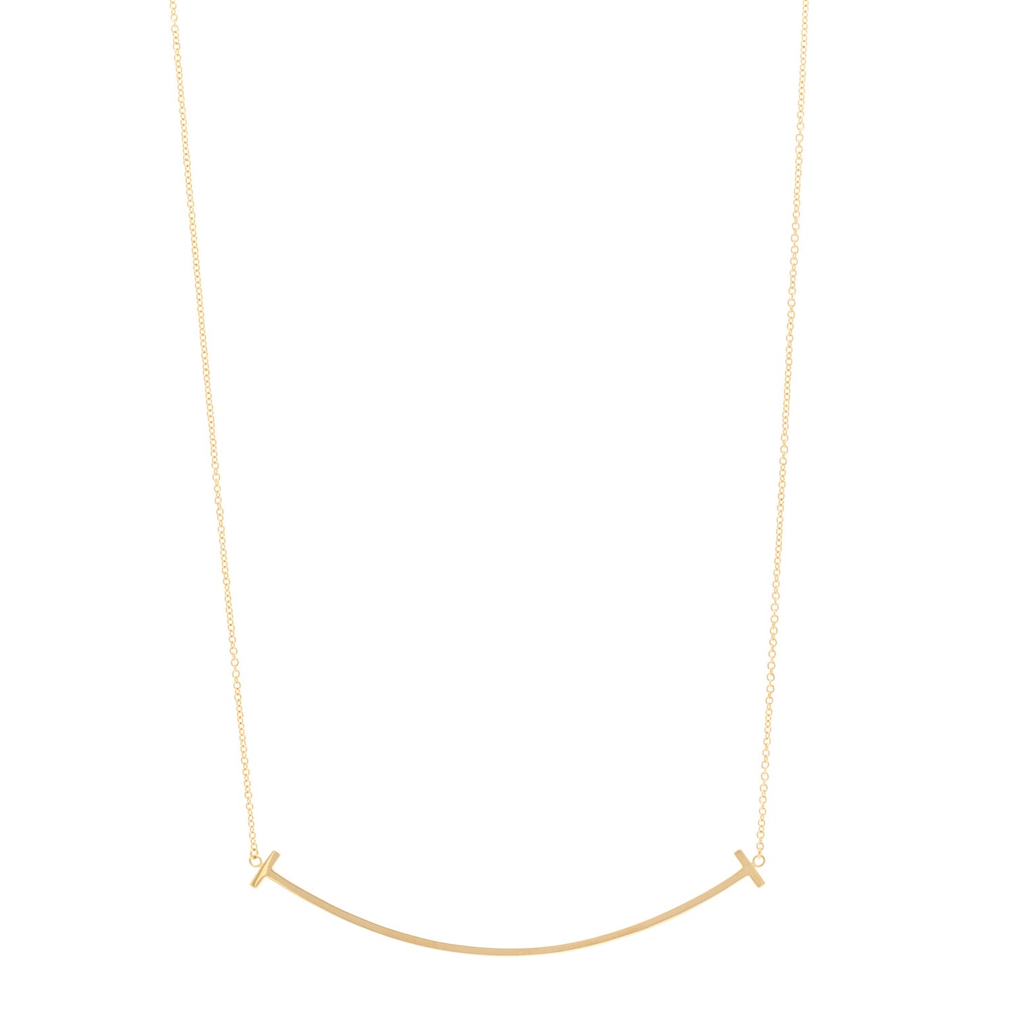 18K Yellow Gold Large T Smile Pendant Necklace