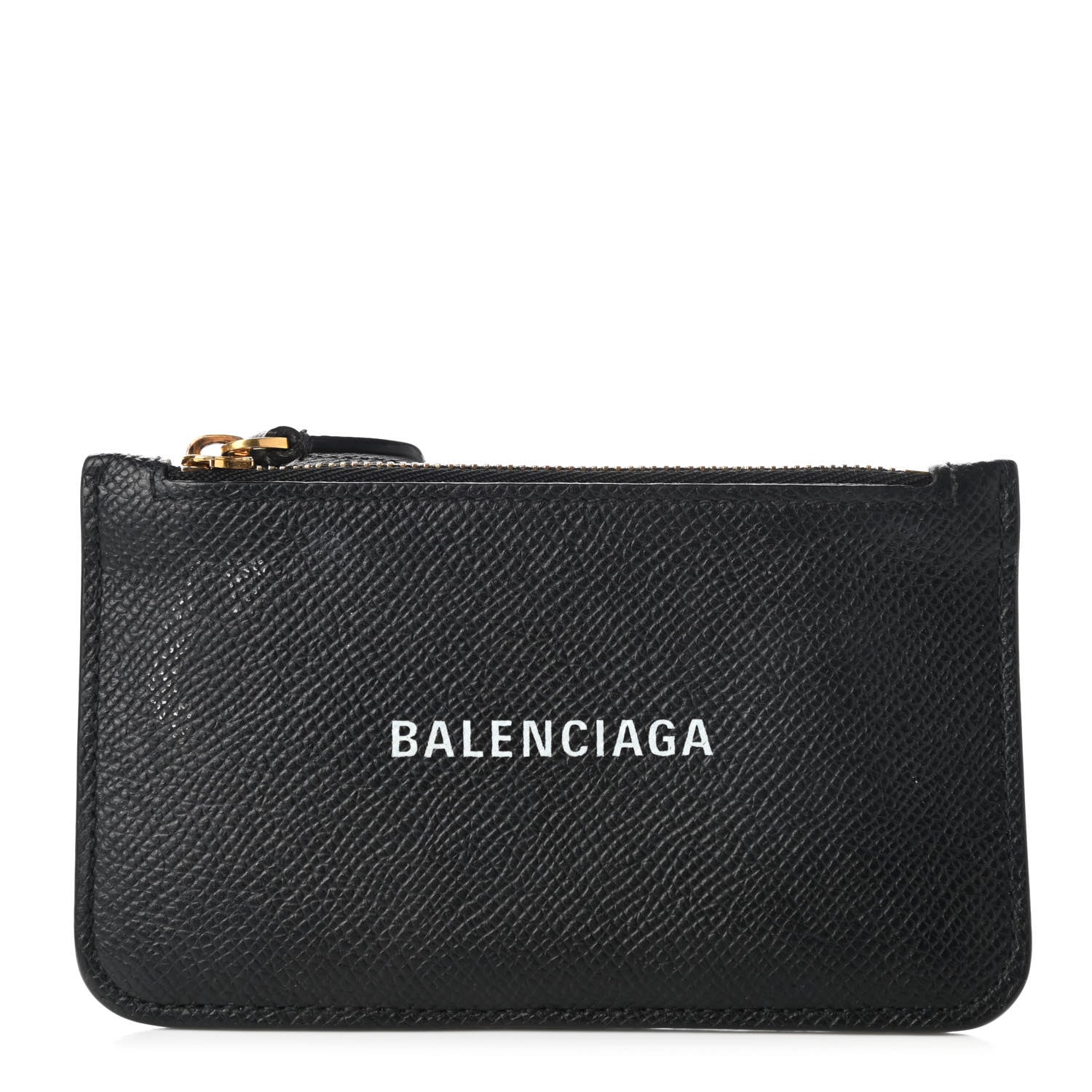 Balenciaga Signature Grained Calfskin Logo Cash Long Coin Card Holder Black White 1 of 8