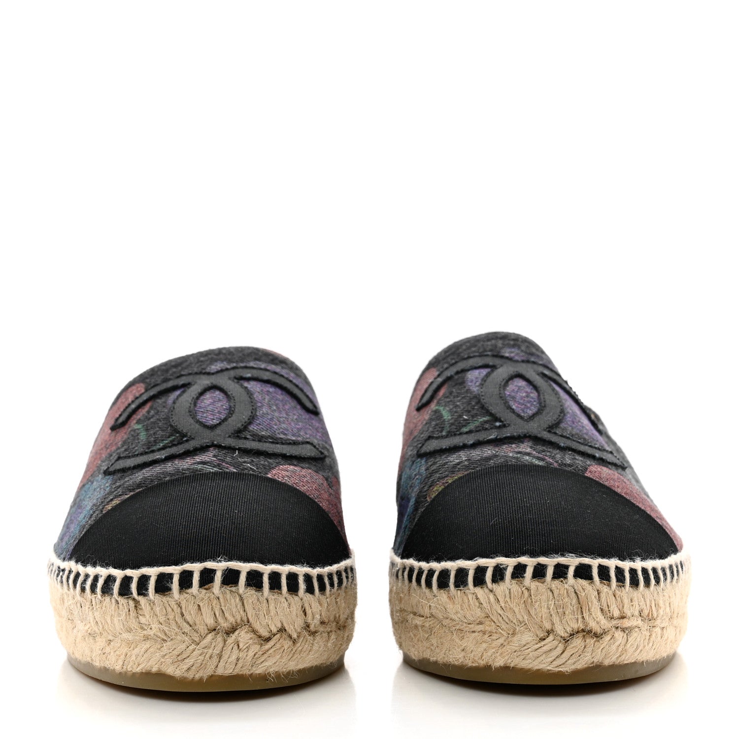 Chanel Denim Grosgrain CC Espadrilles 39 Grey Multicolor 2 of 9