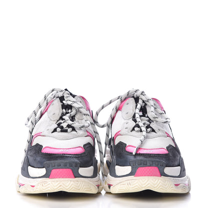 Balenciaga Fabric Mesh Womens Triple S Sneakers 40 Rose Fluo Black White 2 of 9