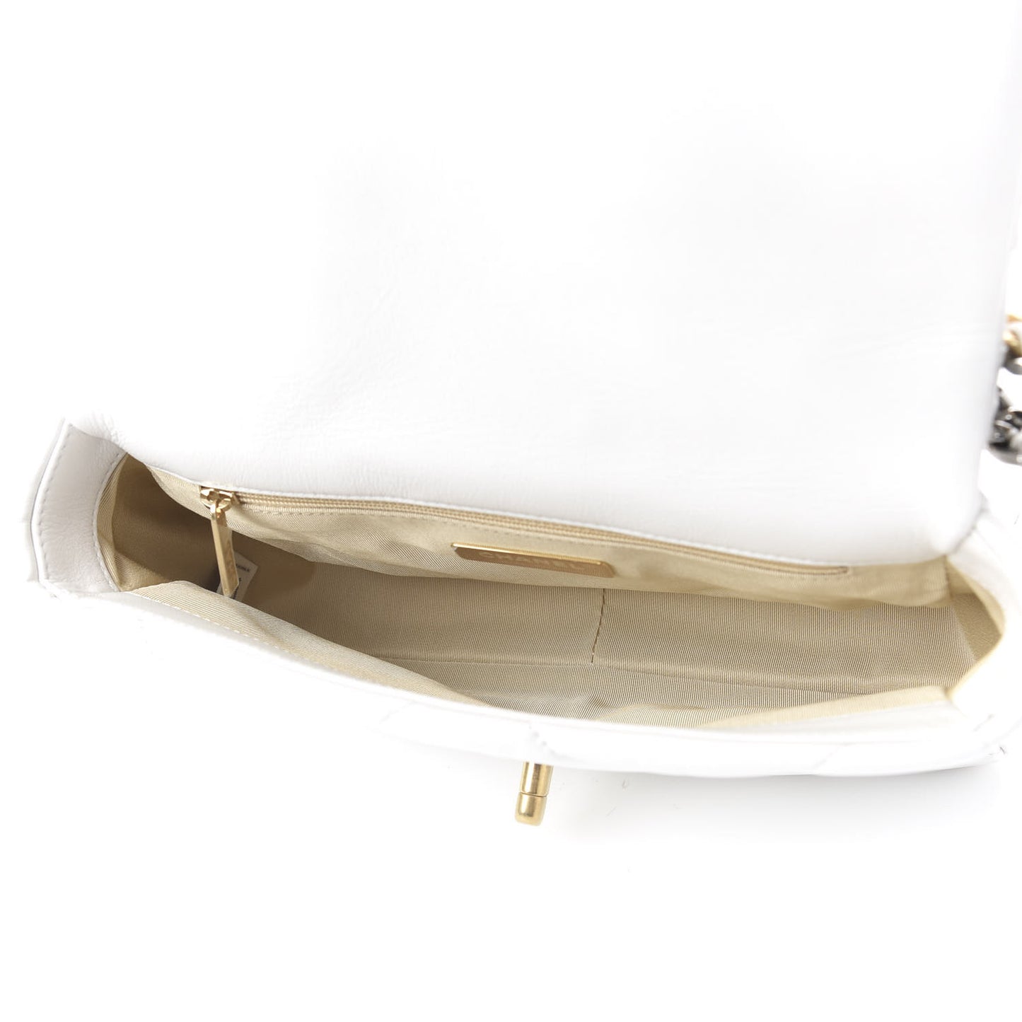Goatskin Quilted Medium 19 Flap White
