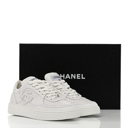 Chanel Calfskin Womens CC Sneakers 36.5 White 10 of 10