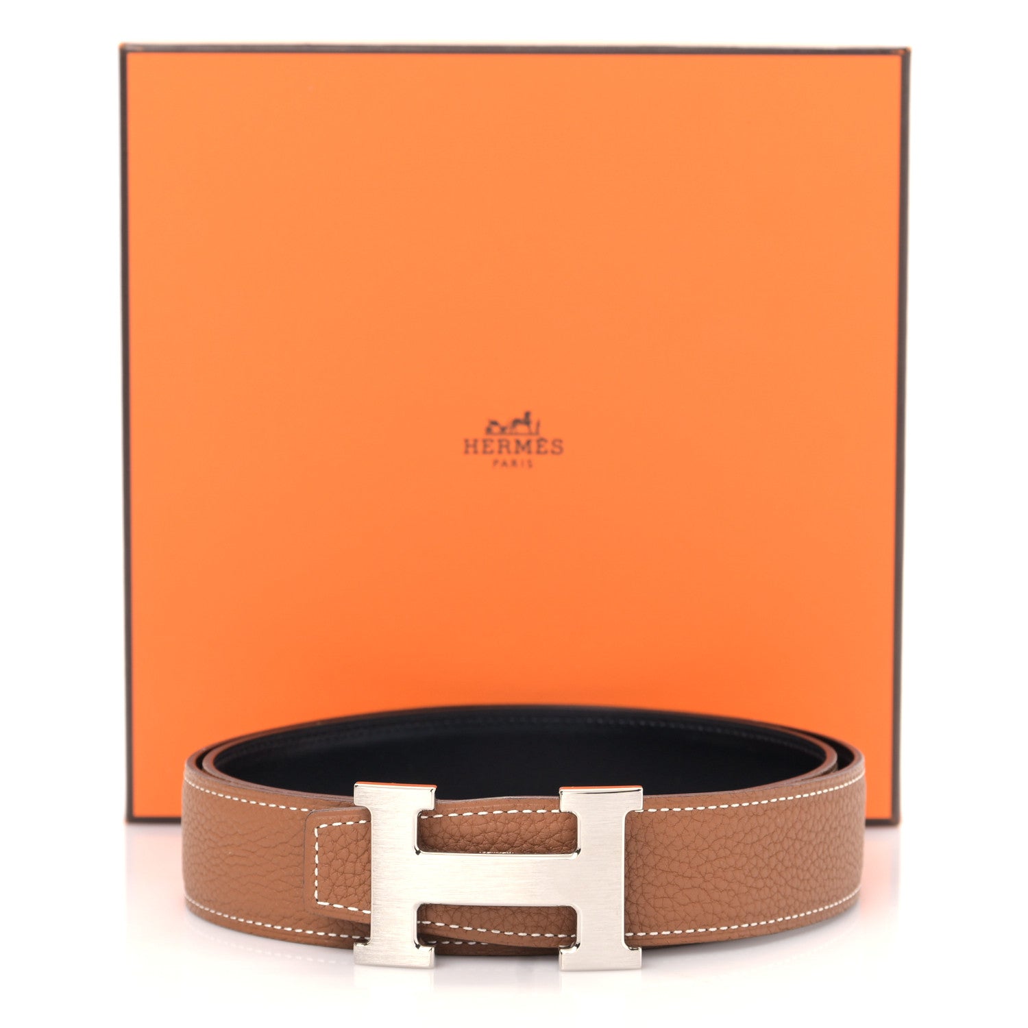 Hermes Box Togo 32mm H Belt 85 34 Black Gold 5 of 5
