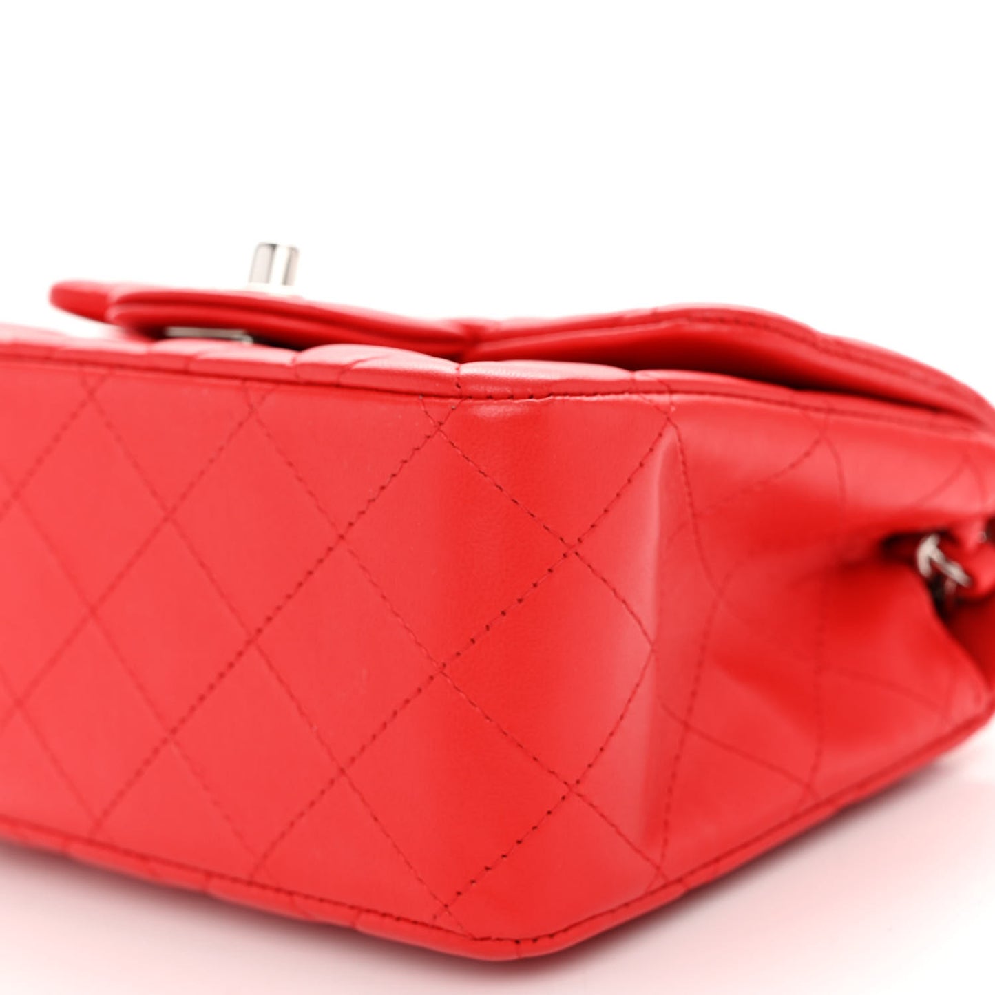 Lambskin Quilted Mini Square Flap Red