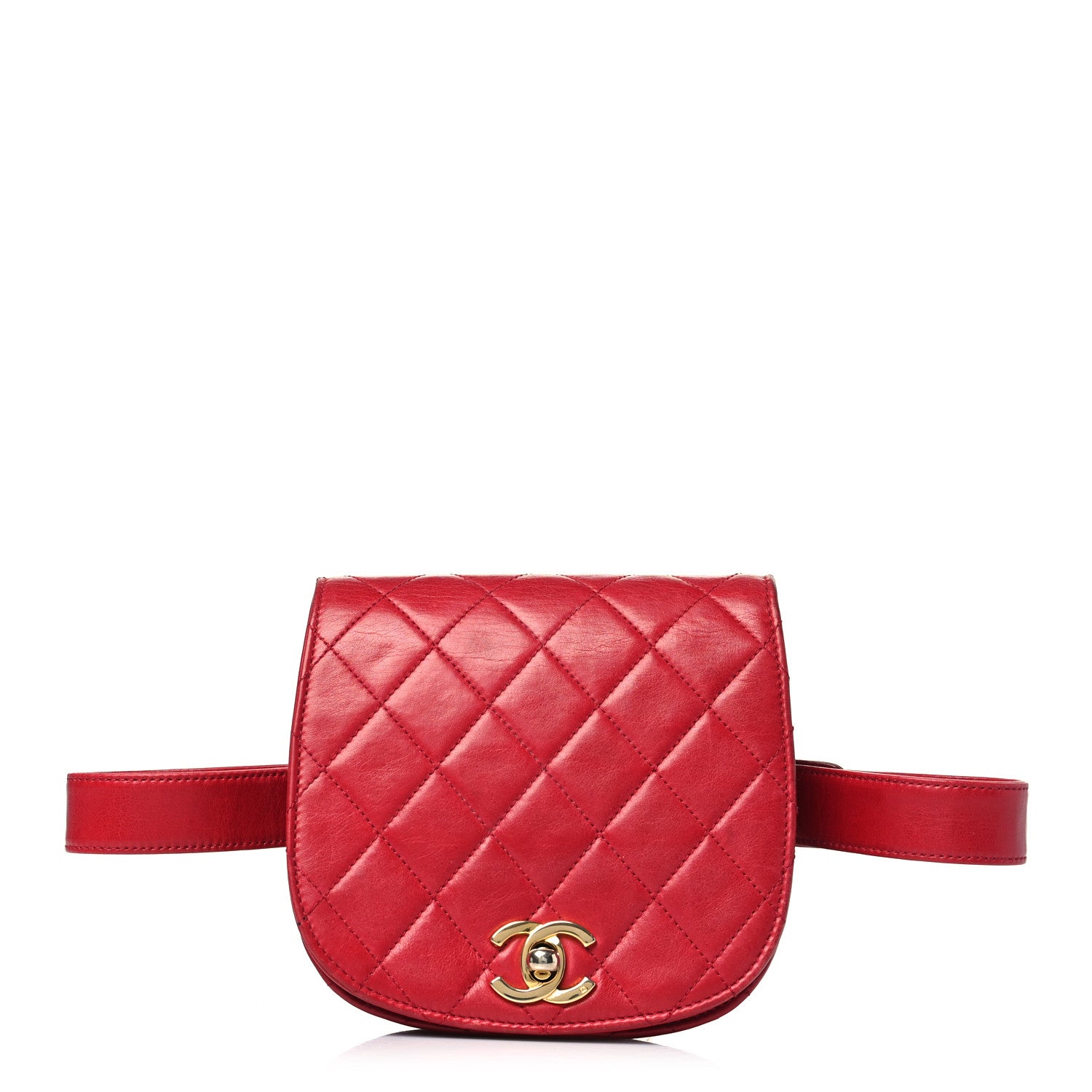 Chanel Lambskin Quilted Flap Waist Belt Bag 75 30 Red 1 of 12