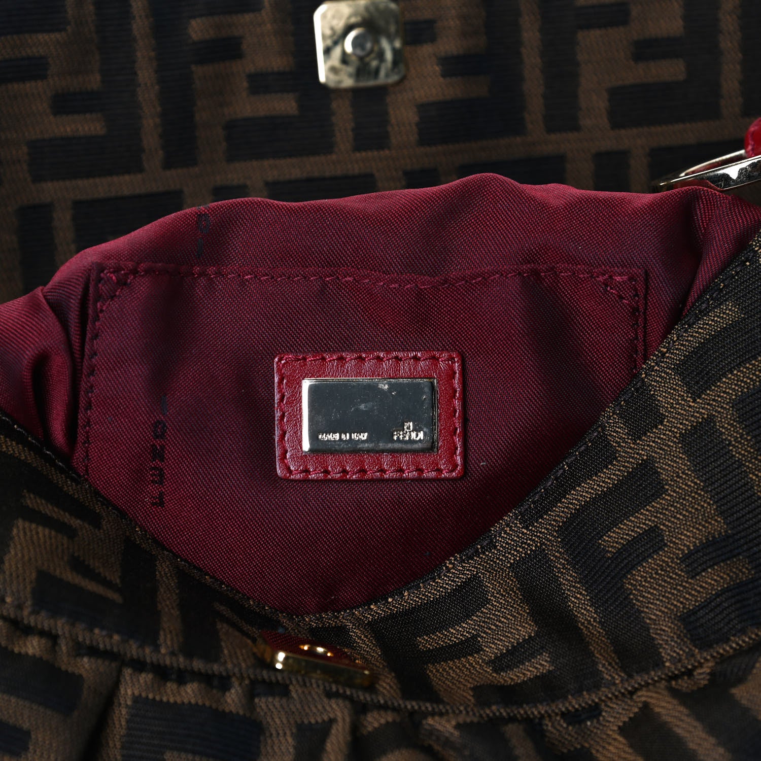 Fendi Zucca Cuoio Lucido Small Chef Shoulder Bag Tobacco Rosso Scuro 5 of 13