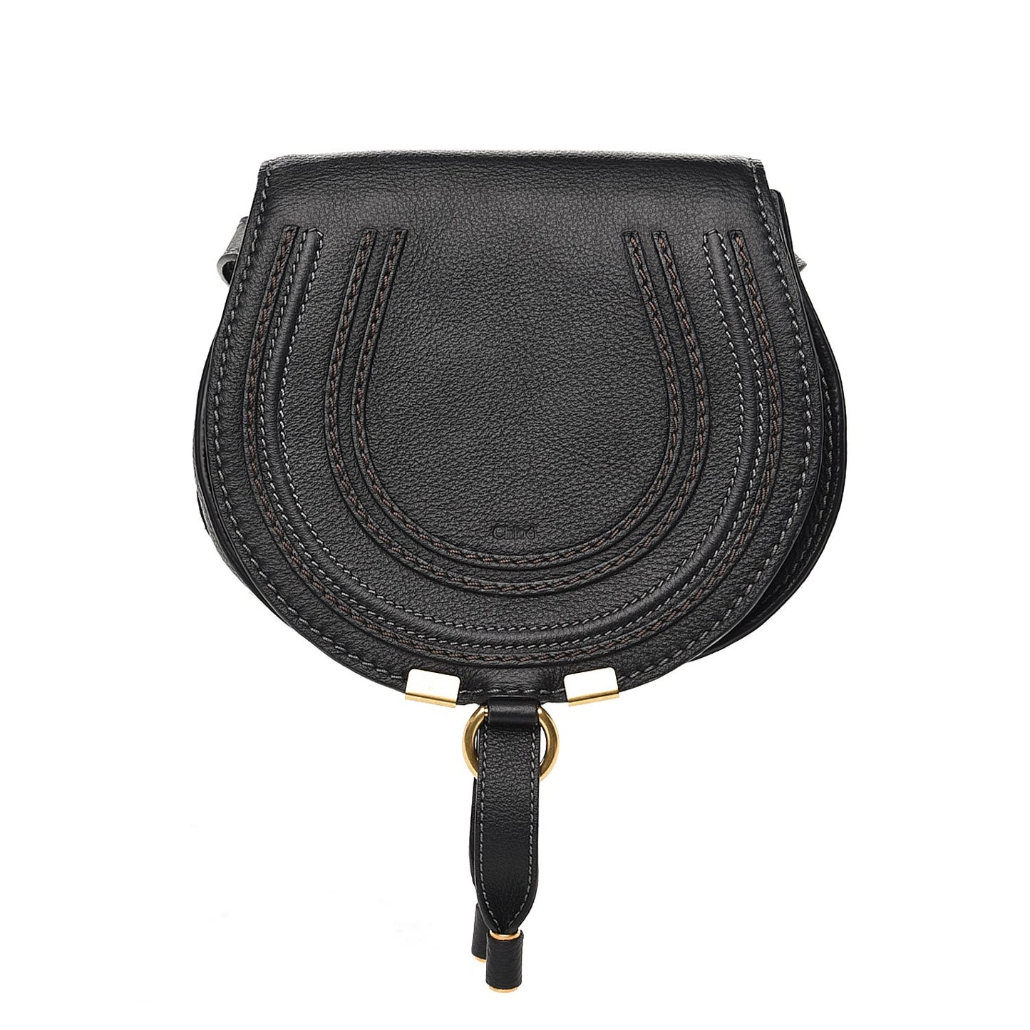 Calfskin Mini Marcie Round Crossbody Bag Black