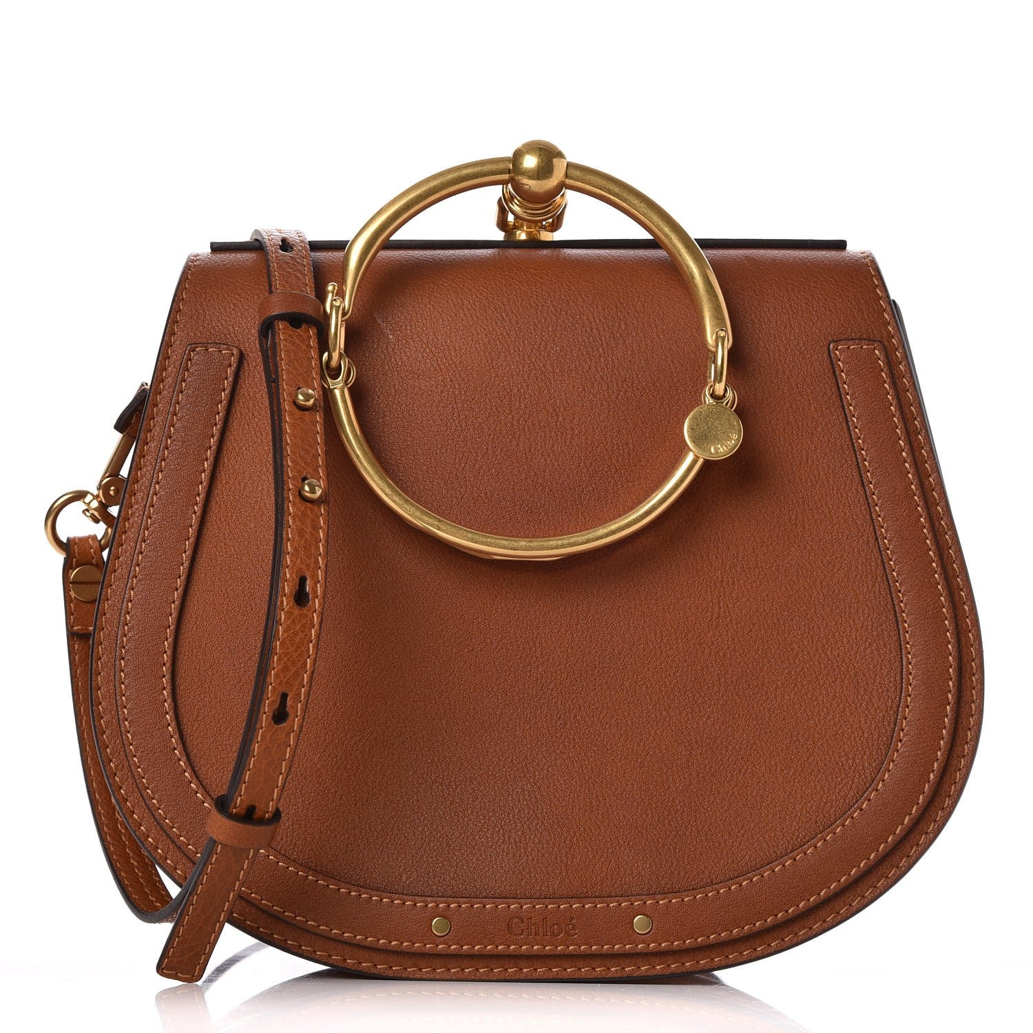 Chloe Calfskin Suede Medium Nile Bracelet Bag Caramel 1 of 8