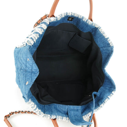 Chanel Denim Fringe Large Shopping Tote Blue 5 of 7