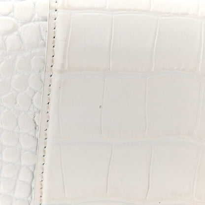 Balenciaga Shiny Calfskin Crocodile Embossed Small Hourglass Evening Chain Bag White 14 of 16