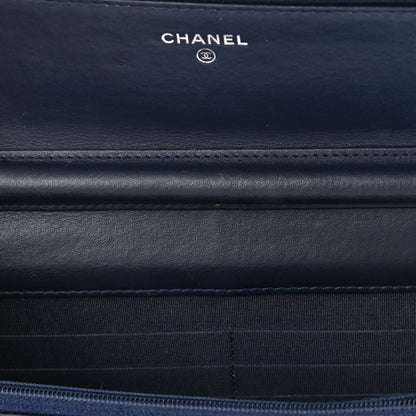 Chanel Caviar Quilted Boy Wallet On Chain WOC Navy 11 of 15