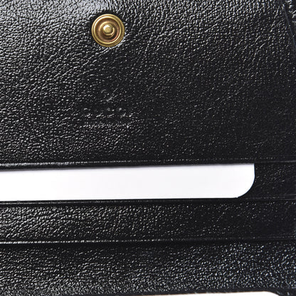 Gucci Vintage Effect Calfskin Matelasse Diagonal Torchon GG Marmont Card Case Wallet Black Romantic Cherry 6 of 8