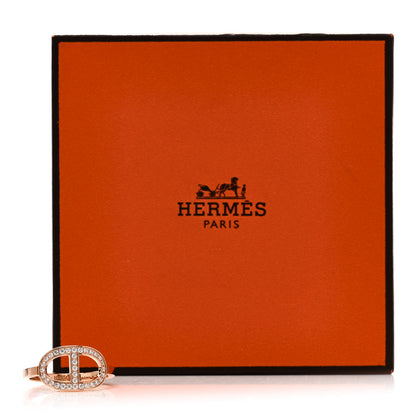 Hermes 18K Rose Gold Diamond MM Chaine d'Ancre Contour Ring 54 6.75 6 of 6