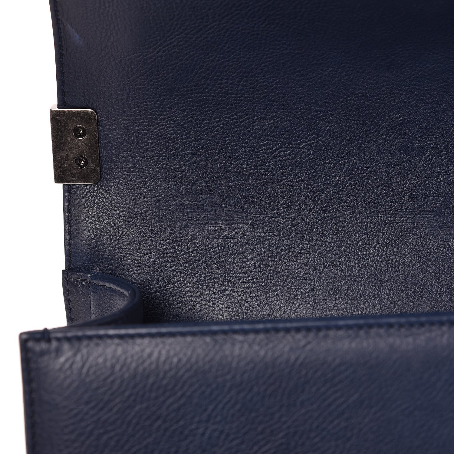Chanel Calfskin Double Stitch New Medium Boy Flap Navy Blue 8 of 13