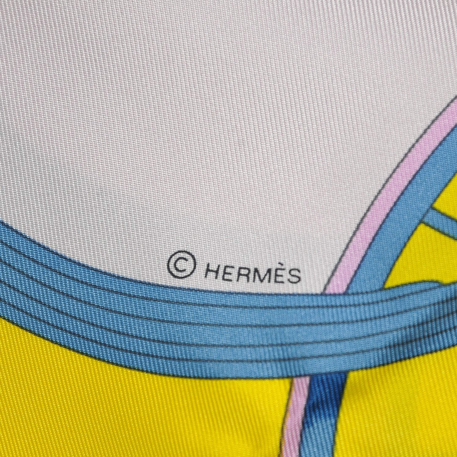 Hermes Silk Springs Scarf 90 Jaune Citron Parme Blanc 8 of 8