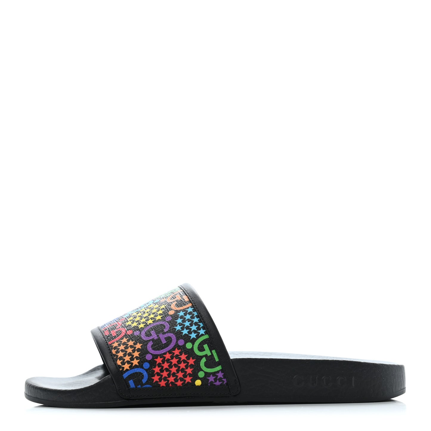 GG Supreme Monogram Psychedelic Mens Slide Sandals 7 Black Multicolor