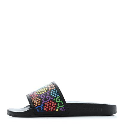 Gucci GG Supreme Monogram Psychedelic Mens Slide Sandals 7 Black Multicolor 1 of 10