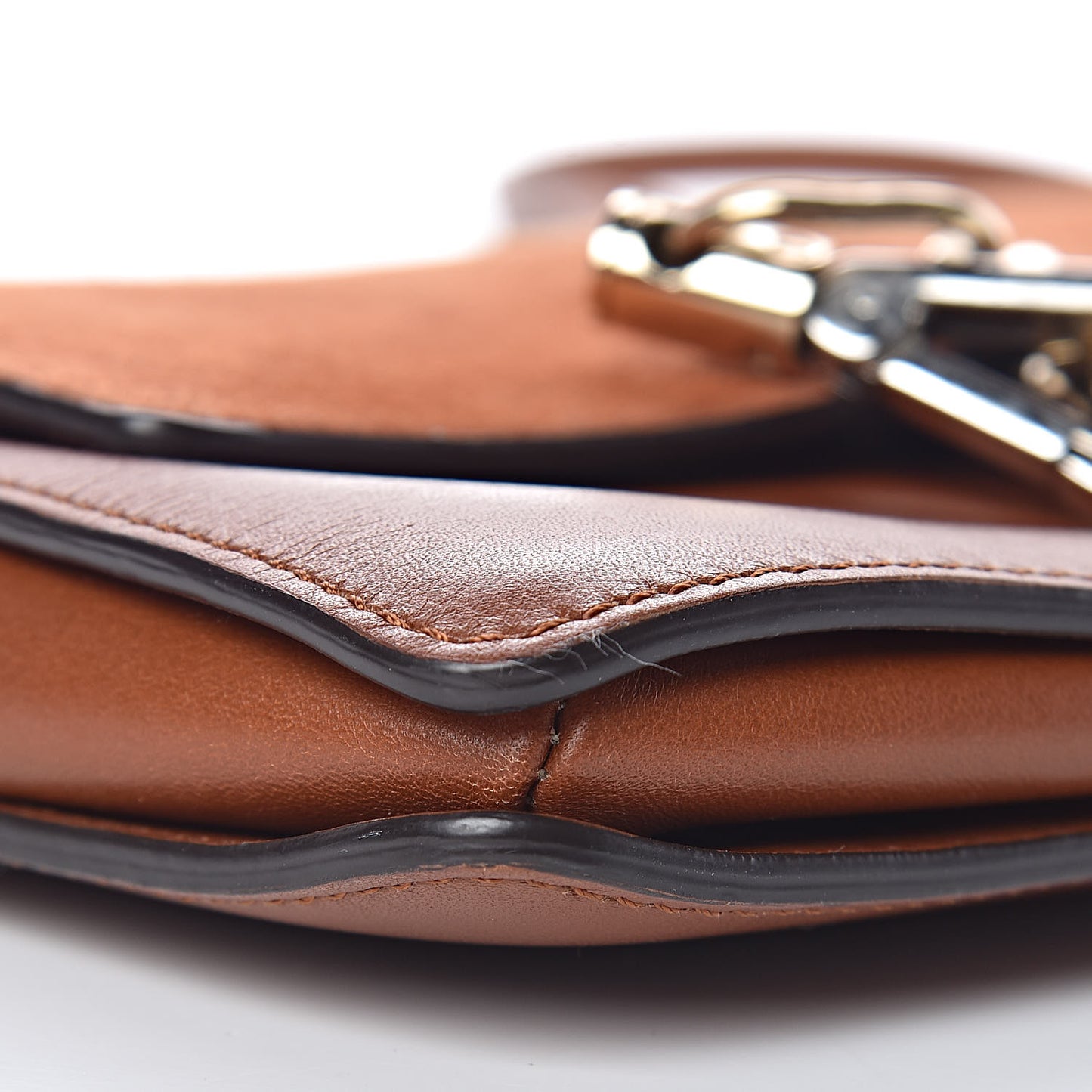 Suede Calfskin Small Faye Shoulder Bag Tobacco