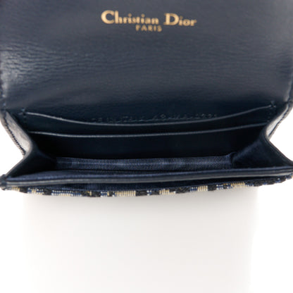 Christian Dior Oblique Saddle Card Holder Blue 5 of 8