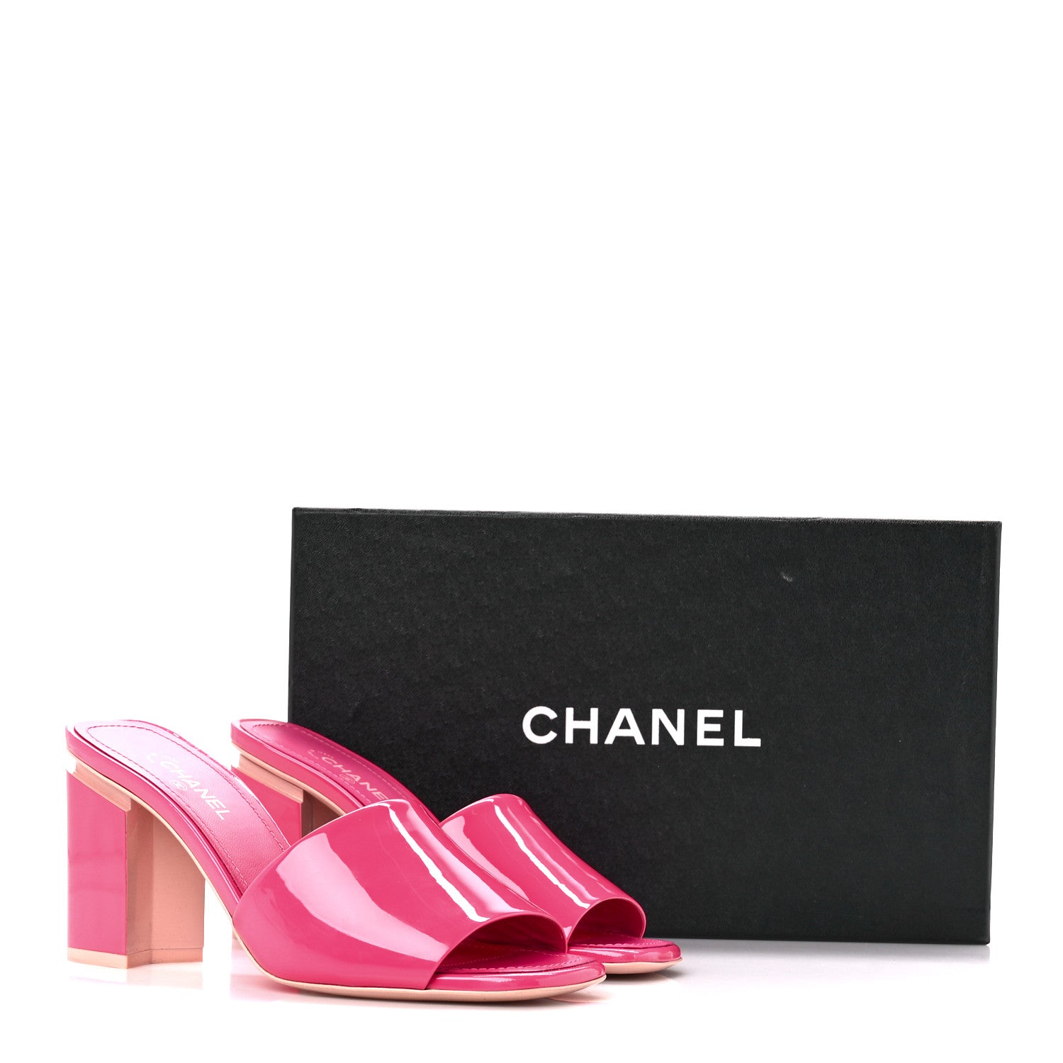 Chanel Patent Calfskin CC Mules 35.5 Dark Pink Light Pink 9 of 9