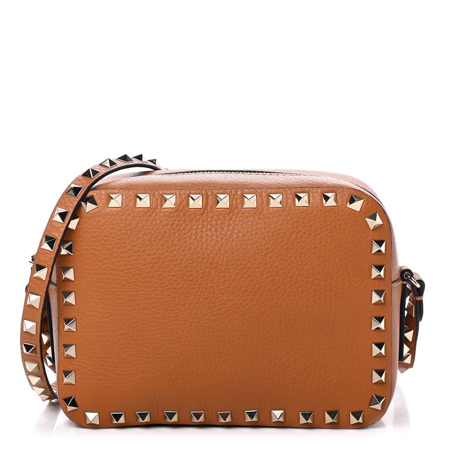 Valentino Garavani Calfskin Rockstud Camera Crossbody Bag Tan 1 of 4