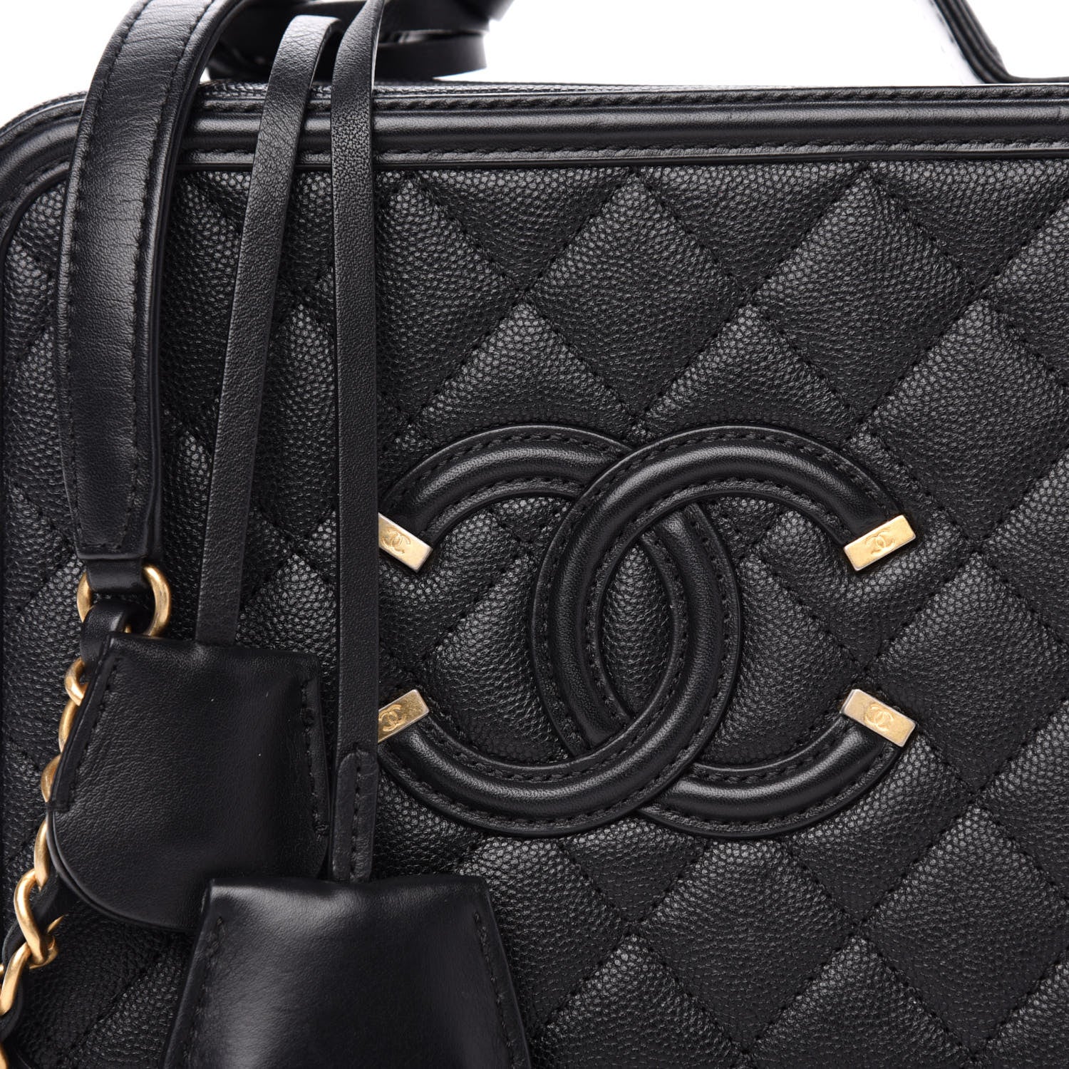 Chanel Caviar Quilted Medium CC Filigree Vanity Case Black 11 of 12