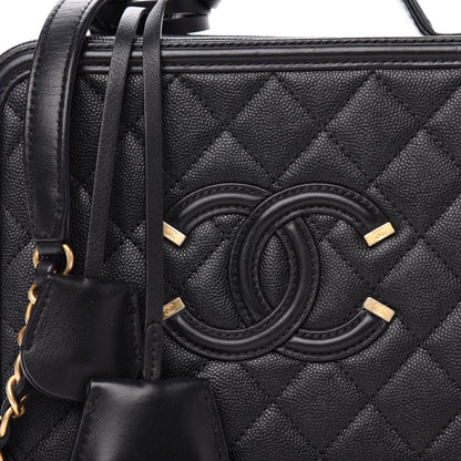 Chanel Caviar Quilted Medium CC Filigree Vanity Case Black 11 of 12