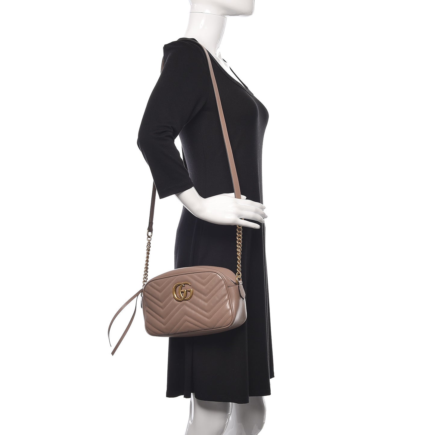 Calfskin Matelasse Small GG Marmont Chain Shoulder Bag Porcelain Rose