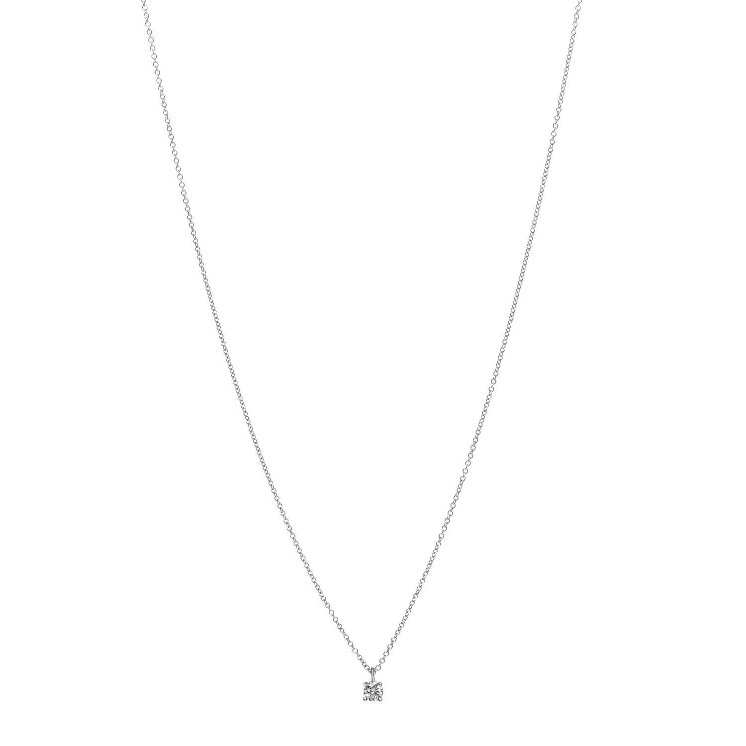 Tiffany Platinum Diamond .18ct Solitaire Pendant Necklace 1 of 6