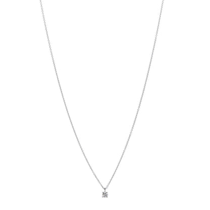 Tiffany Platinum Diamond .18ct Solitaire Pendant Necklace 1 of 6