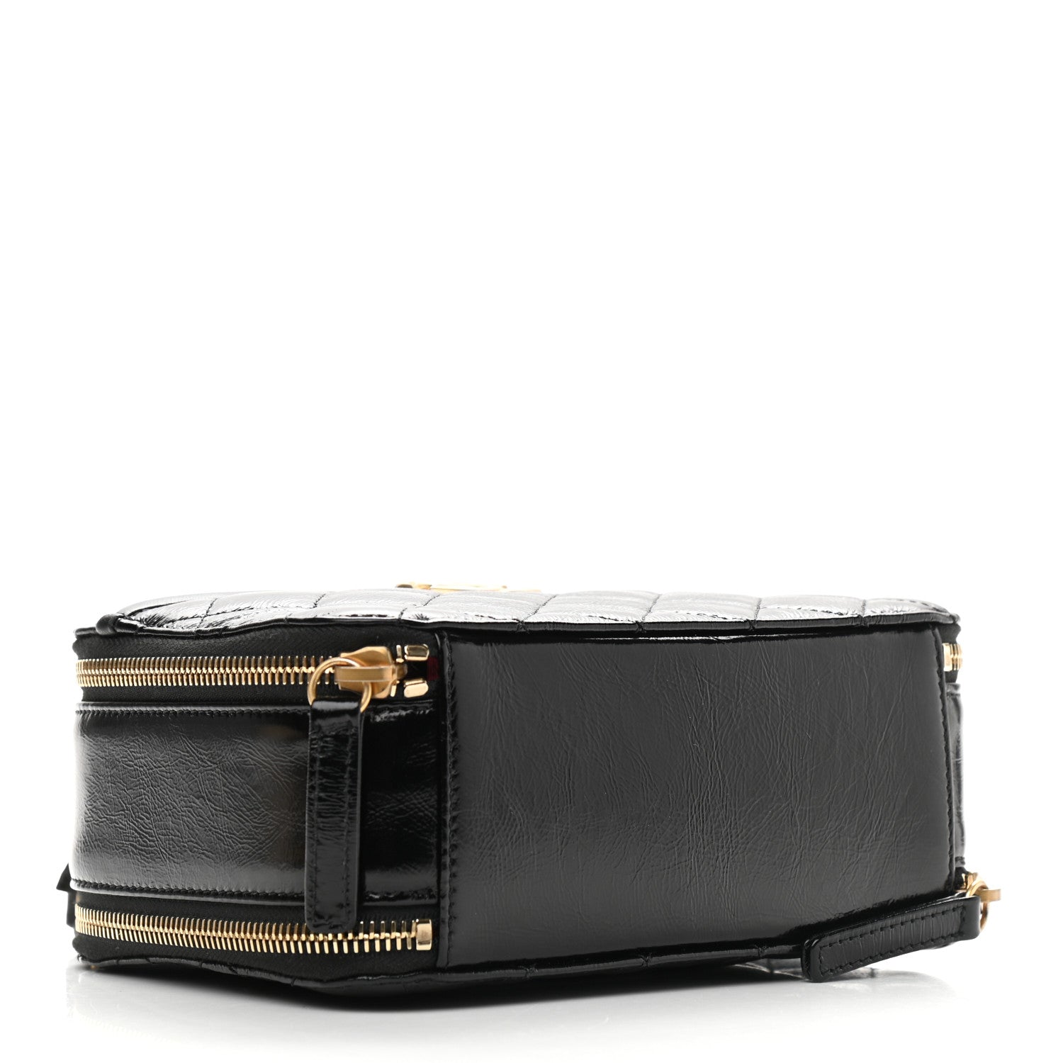 Chanel Crumpled Lambskin Quilted Get Round Top Handle Vanity Case Black 4 of 10