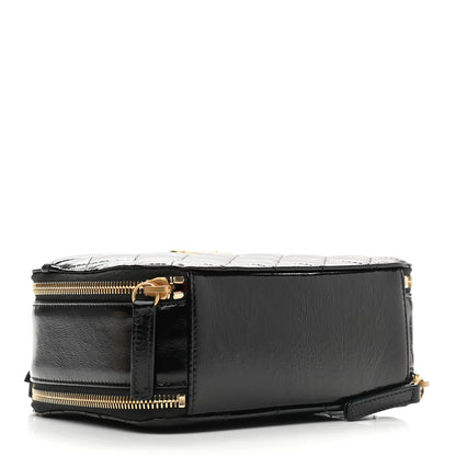 Chanel Crumpled Lambskin Quilted Get Round Top Handle Vanity Case Black 4 of 10