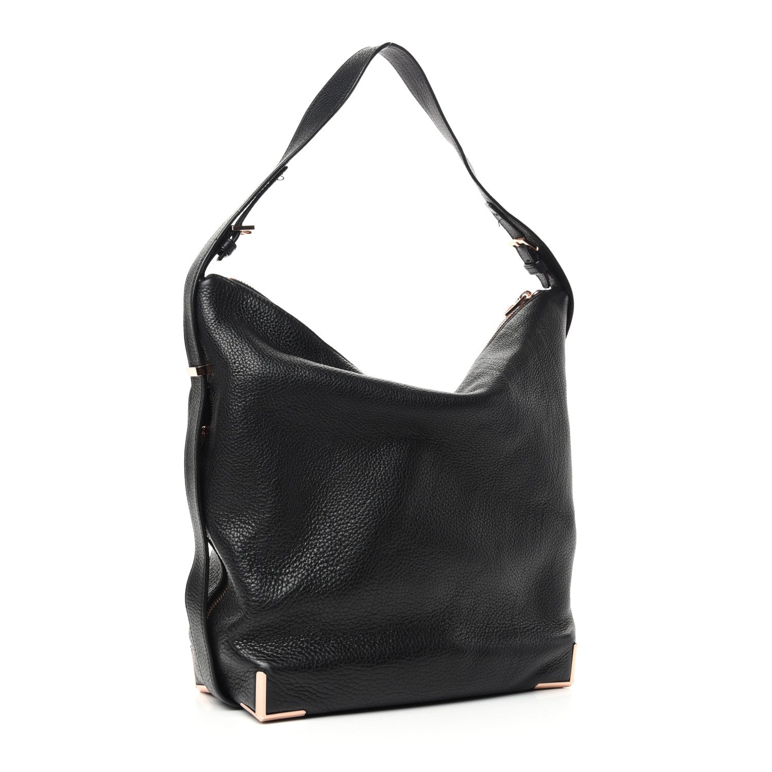 Alexander Wang Pebbled Calfskin Prisma Skeletal Hobo Black Rose Gold Hardware 3 of 9