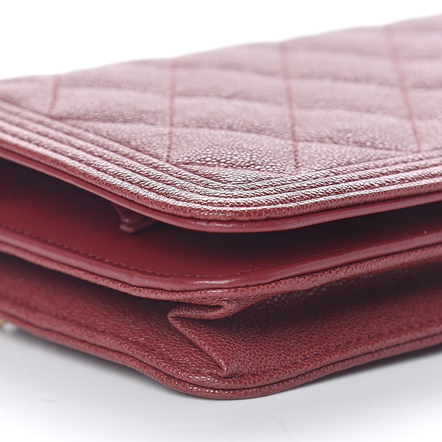 Caviar Quilted Boy Wallet On Chain WOC Burgundy